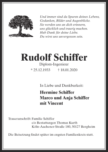 Anzeige von Rudolf Schiffer von  Werbepost 