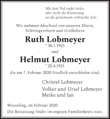 Anzeige von Ruth Lobmeyer von  Schlossbote/Werbekurier 