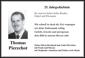 Anzeige von Thomas Pierzchot von  Wochenende 