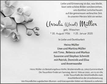 Anzeige von Ursula Müller von  Anzeigen Echo 