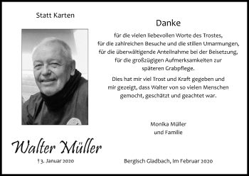 Anzeige von Walter Müller von Kölner Stadt-Anzeiger / Kölnische Rundschau / Express