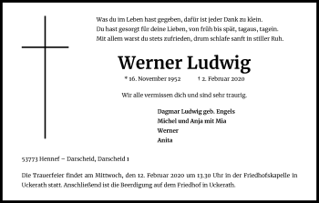 Anzeige von Werner Ludwig von Kölner Stadt-Anzeiger / Kölnische Rundschau / Express