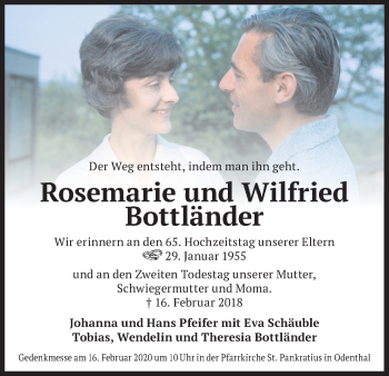 Anzeige von Wilfried Bottländer von Kölner Stadt-Anzeiger / Kölnische Rundschau / Express