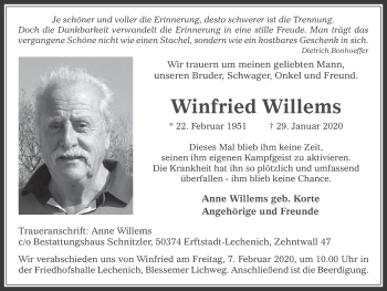 Anzeige von Winfried Willems von  Werbepost 