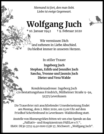Anzeige von Wolfgang Juch von Kölner Stadt-Anzeiger / Kölnische Rundschau / Express