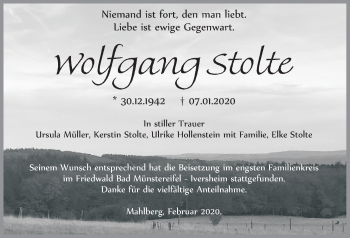 Anzeige von Wolfgang Stolte von  Blickpunkt Euskirchen 