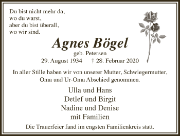 Anzeige von Agnes Bögel von  Lokale Informationen 
