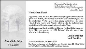 Anzeige von Alois Schröder von  Schlossbote/Werbekurier 