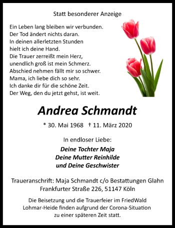 Anzeige von Andrea Schmandt 