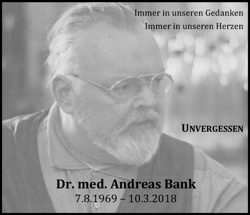  Traueranzeige für Andreas Bank vom 14.03.2020 aus Zeitungsgruppe Köln