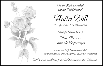 Anzeige von Anita Züll von  Blickpunkt Euskirchen 