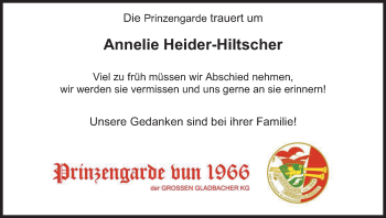Anzeige von Annelle Heider-Hiltscher von Zeitungsgruppe Köln