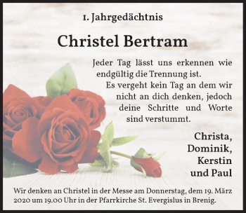 Anzeige von Christel Bertram von  Schaufenster/Blickpunkt 
