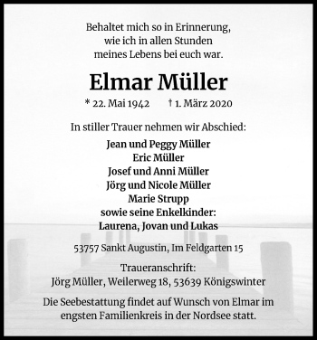 Anzeige von Elmar Müller von Kölner Stadt-Anzeiger / Kölnische Rundschau / Express