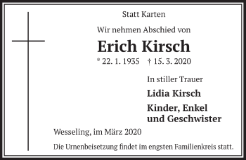 Anzeige von Erich Kirsch von  Schlossbote/Werbekurier 