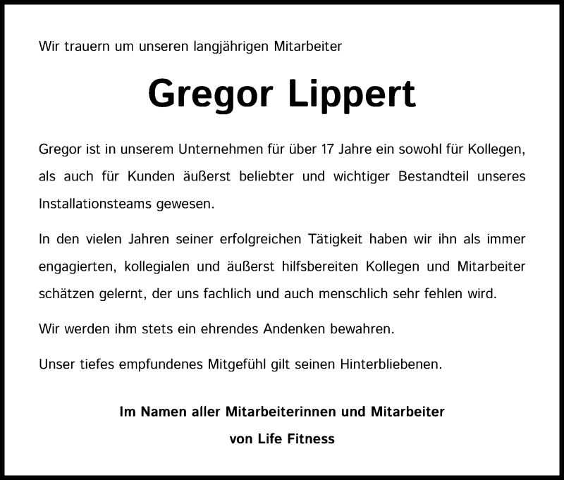 Traueranzeige für Gregor Lippert vom 04.03.2020 aus Kölner Stadt-Anzeiger / Kölnische Rundschau / Express