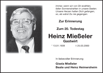 Anzeige von Heinz Mießeler von  Blickpunkt Euskirchen 