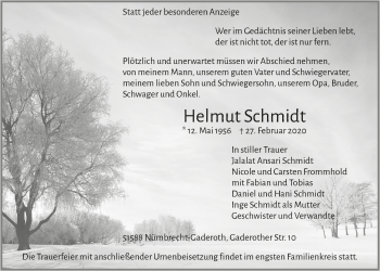 Anzeige von Helmut Schmidt von  Lokalanzeiger 