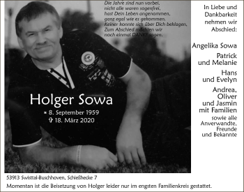 Anzeige von Holger Sowa von  Schaufenster/Blickpunkt 