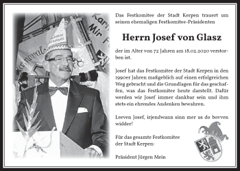 Anzeige von Josef von Glasz von  Werbepost 