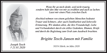 Anzeige von Joseph Tesch von  Sonntags-Post 