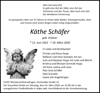 Anzeige von Käthe Schäfer von  Lokalanzeiger 