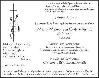 Anzeige von Maria Margareta Godschmidt von  Schlossbote/Werbekurier 