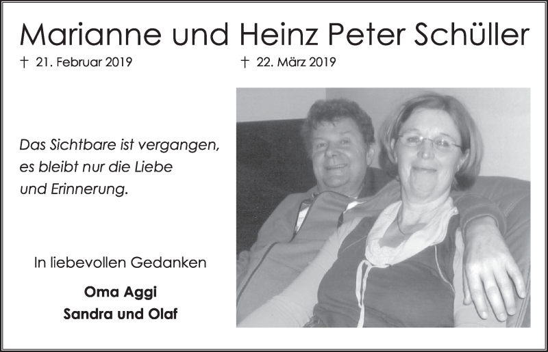  Traueranzeige für Marianne Schüller vom 11.03.2020 aus  Schlossbote/Werbekurier 