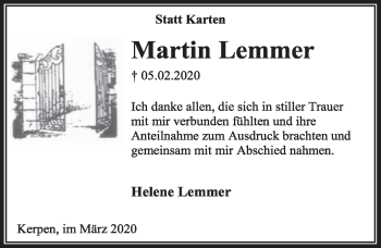 Anzeige von Martin Lemmer von  Sonntags-Post 