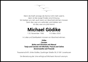 Anzeige von Michael Gödike von Zeitungsgruppe Köln
