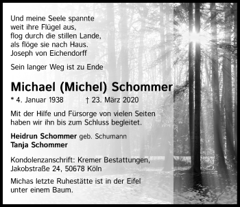 Anzeige von Michael Schommer von Kölner Stadt-Anzeiger / Kölnische Rundschau / Express