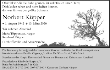 Anzeige von Norbert Küpper von Kölner Stadt-Anzeiger / Kölnische Rundschau / Express
