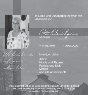Anzeige von Otti Broichganz von  Werbepost 