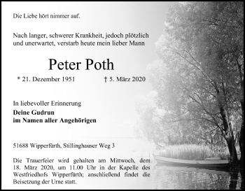 Anzeige von Peter Poth von Kölner Stadt-Anzeiger / Kölnische Rundschau / Express