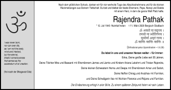 Anzeige von Rajendra Pathak von Kölner Stadt-Anzeiger / Kölnische Rundschau / Express