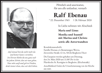 Anzeige von Ralf Ebenau von  Sonntags-Post 