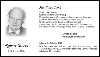 Anzeige von Robert Moers von Kölner Stadt-Anzeiger / Kölnische Rundschau / Express