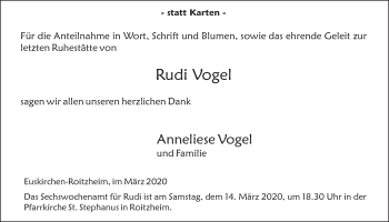 Anzeige von Rudi Vogel von  Blickpunkt Euskirchen 