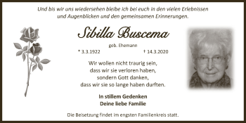 Anzeige von Sibilla Buscema von  Leverkusener Wochenende 