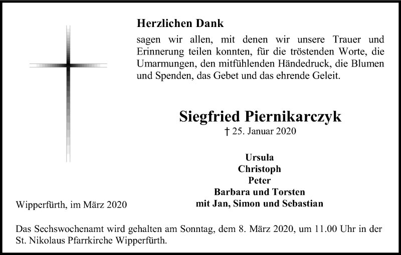  Traueranzeige für Siegfried Piernikarczyk vom 07.03.2020 aus Kölner Stadt-Anzeiger / Kölnische Rundschau / Express