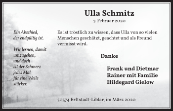 Anzeige von Ulla Schmitz von  Werbepost 