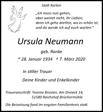 Anzeige von Ursula Neumann von  Lokalanzeiger 