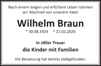 Anzeige von Wilhelm Braun von  Schlossbote/Werbekurier 