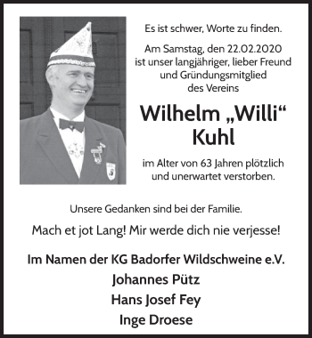 Anzeige von Wilhelm Kuhl von  Schlossbote/Werbekurier 
