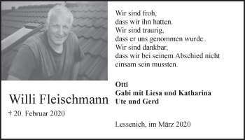 Anzeige von Willi Fleischmann von  Blickpunkt Euskirchen 