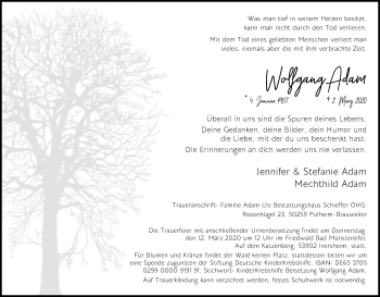 Anzeige von Wolfgang Adam von Kölner Stadt-Anzeiger / Kölnische Rundschau / Express