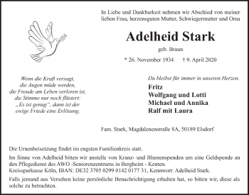 Anzeige von Adelheid Stark von  Werbepost 