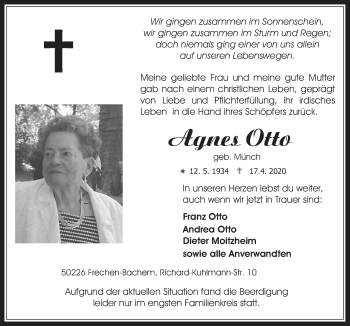 Anzeige von Agnes Otto von  Wochenende 