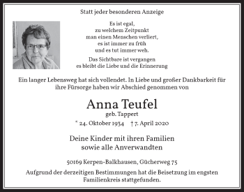 Anzeige von Anna Teufel von  Werbepost 