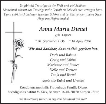 Anzeige von Anna Maria Dienel von  Werbepost 